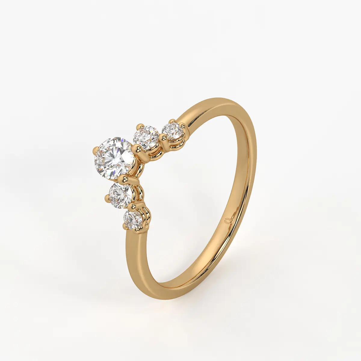 Crown Cluster Solitaire Ladies Ring
